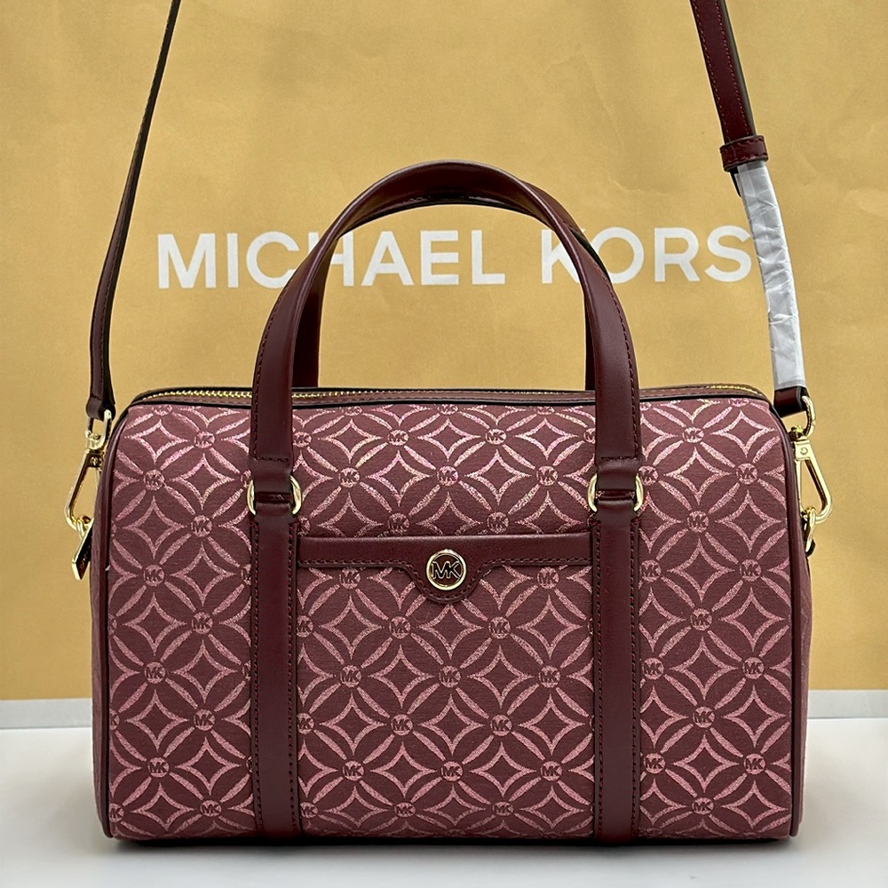 MICHAEL KORS JST TRAVEL MEDIUM DUFFLE SATCHEL SHOULDER CROSSBODY BAG MK OXBLOOD - Picture 8 of 16